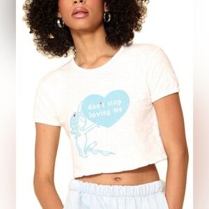 boys lie white cropped graphic tee size medium